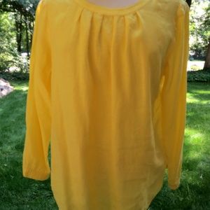 J Crew YELLOW LINEN TUNIC 3/4 Sleeve Scoop Neck 10